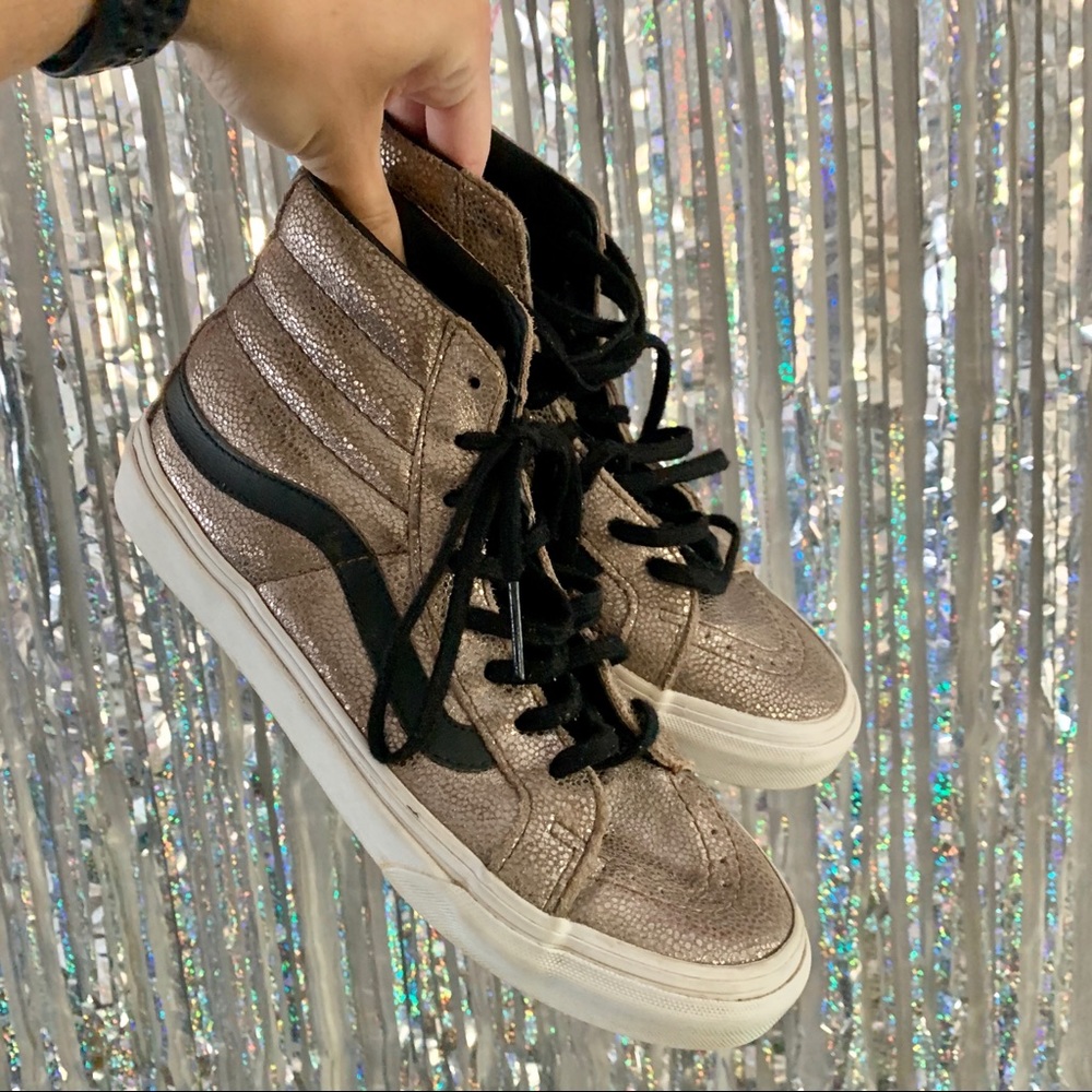 Vans Metallic silver black high tops sneakers
